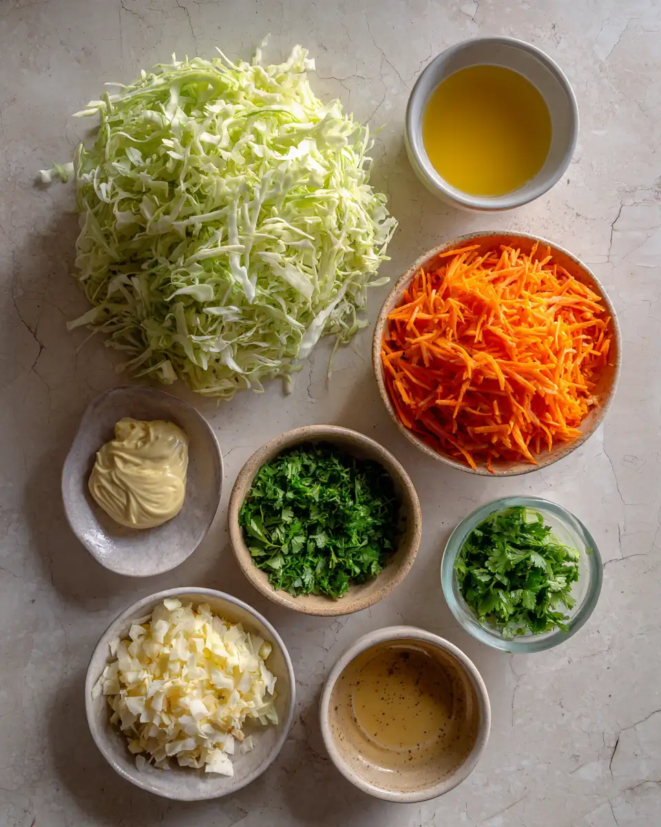 Ingredients for Classic Creamy Coleslaw: The Ultimate BBQ Sidekick