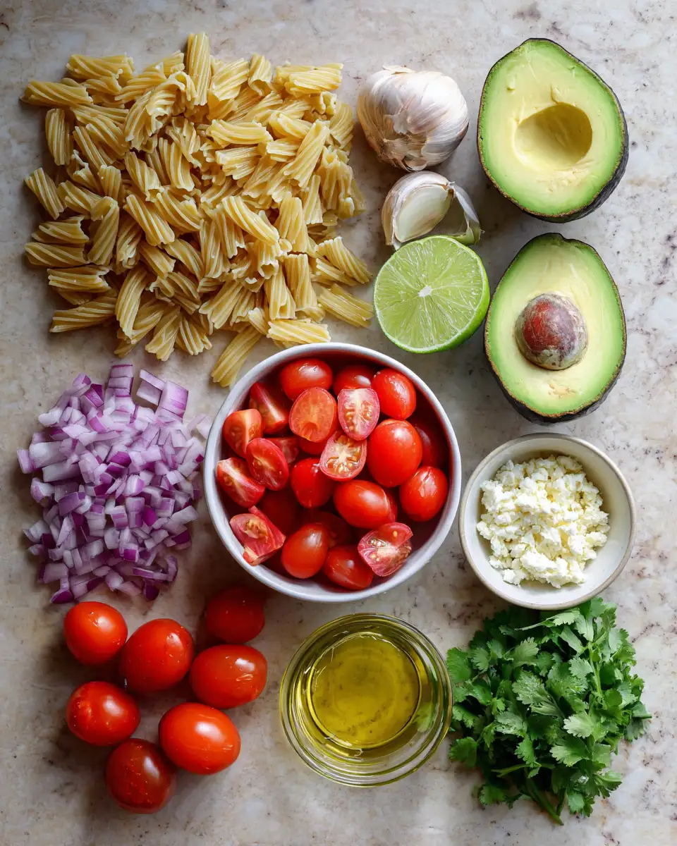 Ingredients for Irresistibly Creamy Avocado Pasta Salad: Your New Go-To Summer Dish