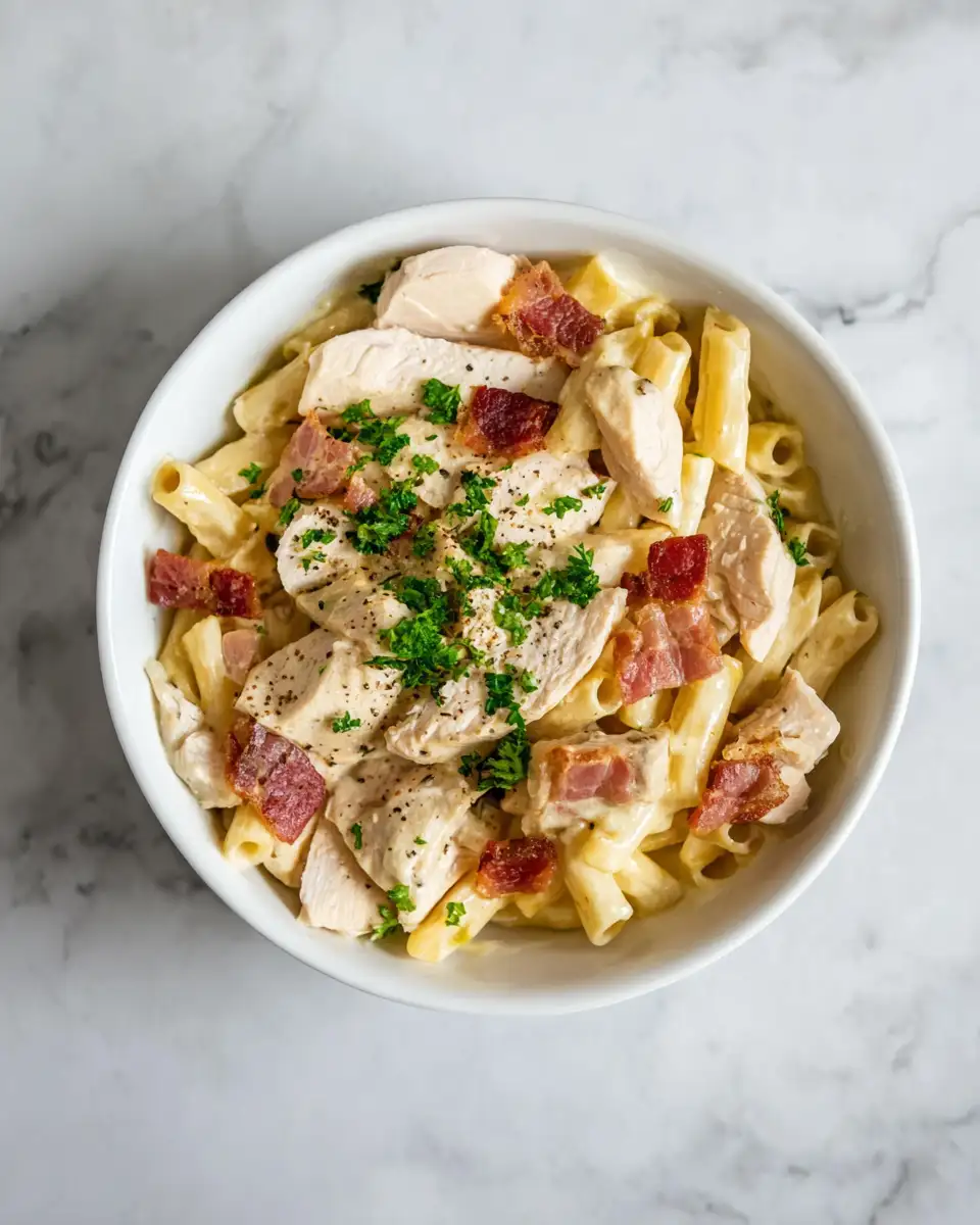 Ingredients for Indulge in the Ultimate Creamy Bacon Chicken Pasta Delight