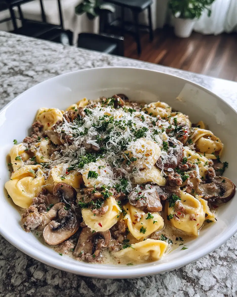 Ultimate Comfort in a Pan: Creamy Beef Tortellini Mushroom Skillet 4 Ingredients for Ultimate Comfort in a Pan: Creamy Beef Tortellini Mushroom Skillet