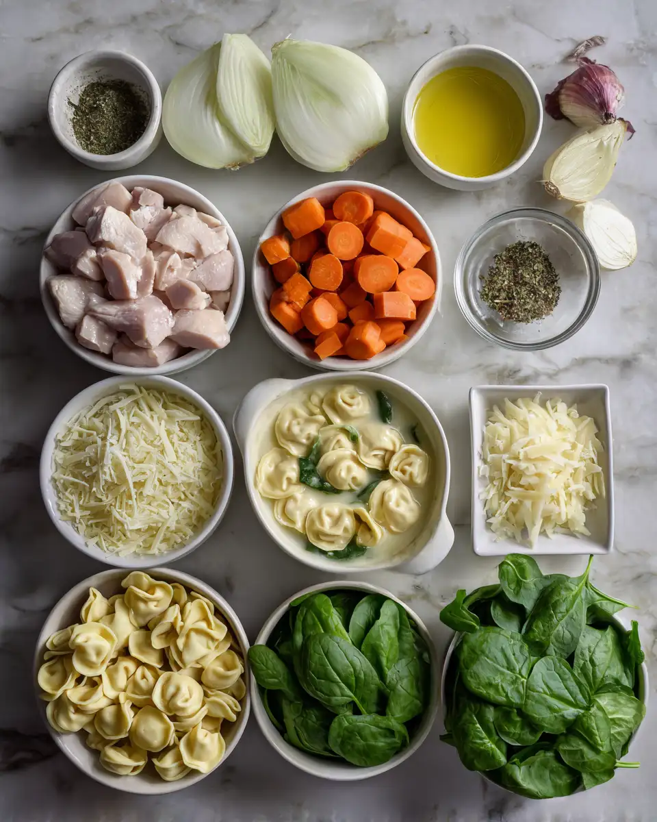 Ingredients for Warm Up Your Soul with Irresistibly Creamy Chicken Tortellini Soup