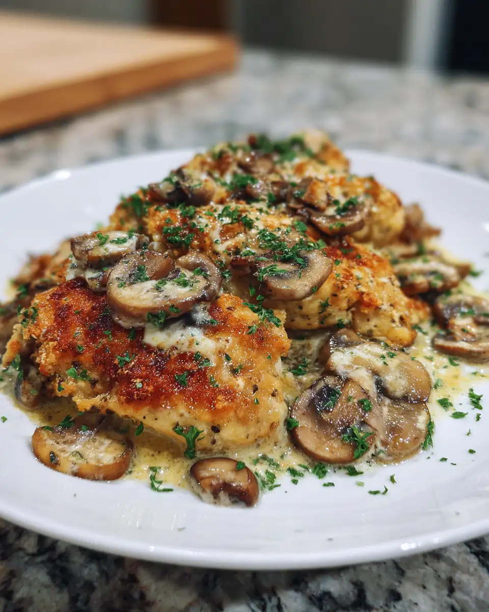 Final dish - Irresistibly Creamy Mushroom Parmesan Chicken Delight