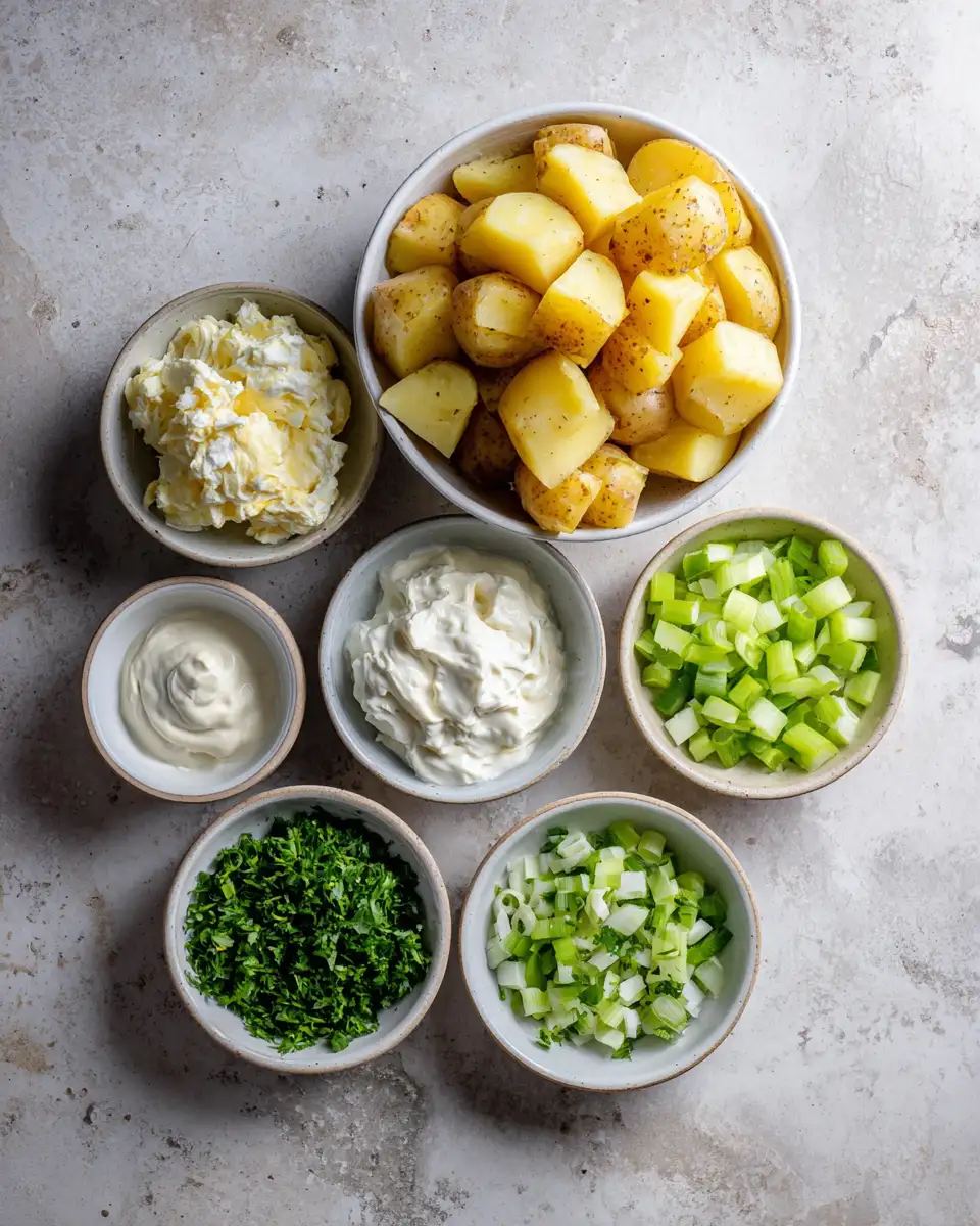 Ingredients for Ultimate Creamy Ranch Potato Salad Bliss