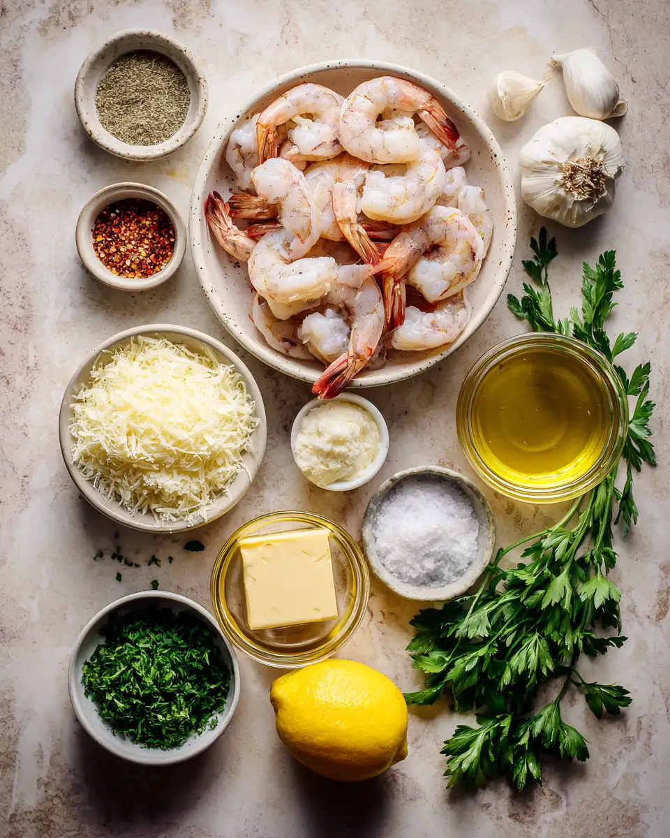 Ingredients for Indulge in the Irresistible Allure of Creamy Shrimp with Parmesan