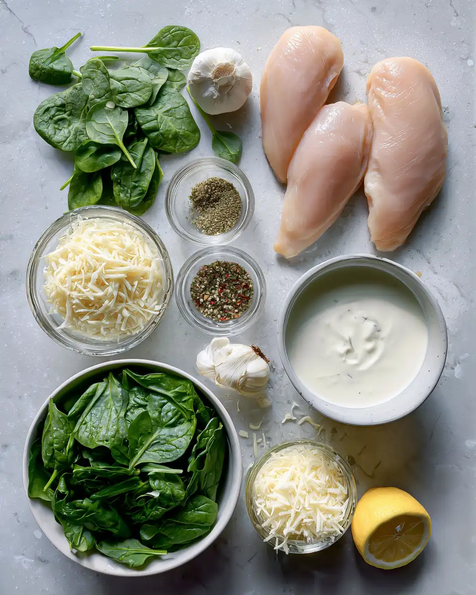 Irresistibly Delicious Creamy Spinach Chicken Bake for Your Next Dinner 4 Ingredients for Irresistibly Delicious Creamy Spinach Chicken Bake for Your Next Dinner
