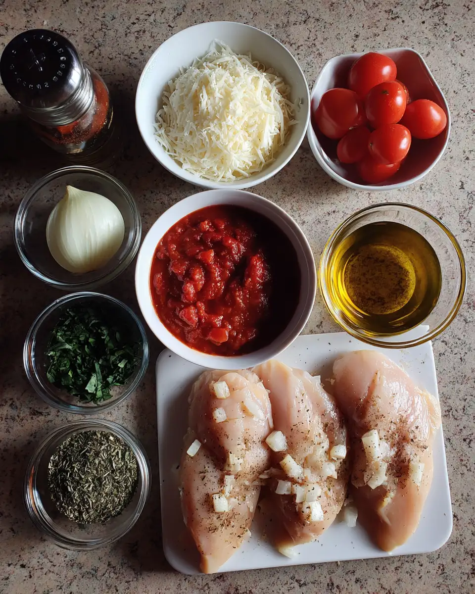 Ingredients for Savory Indulgence: Creamy Tomato Basil Chicken Delight
