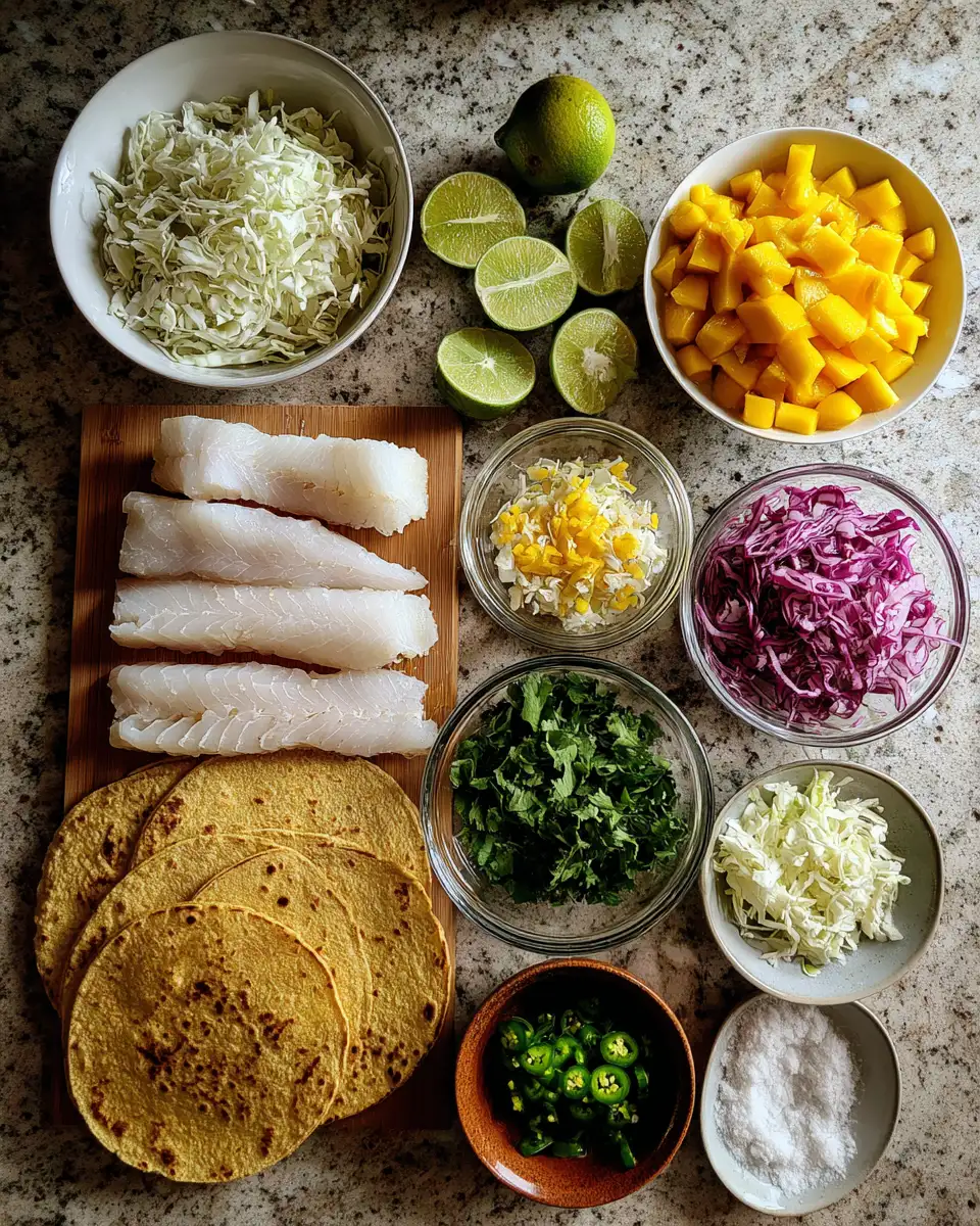 Ingredients for Crispy Fish Tacos with Mango Salsa: A Tropical Twist on Taco Night