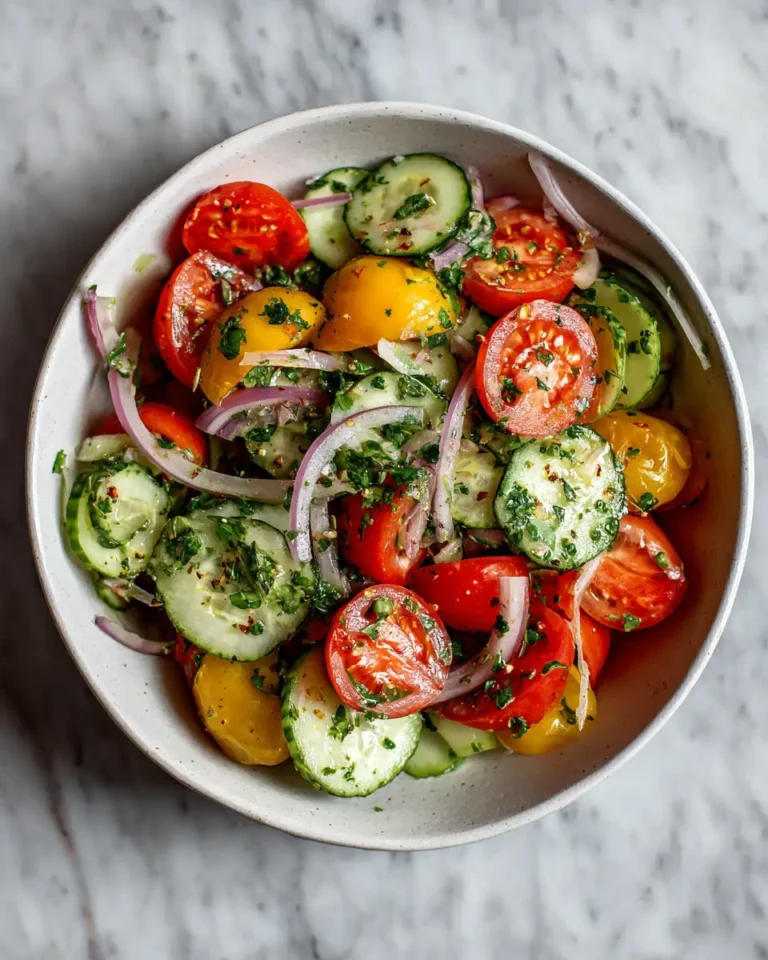 Refreshing Summer Delight Cucumber Tomato Salad Recipe - Featured Image