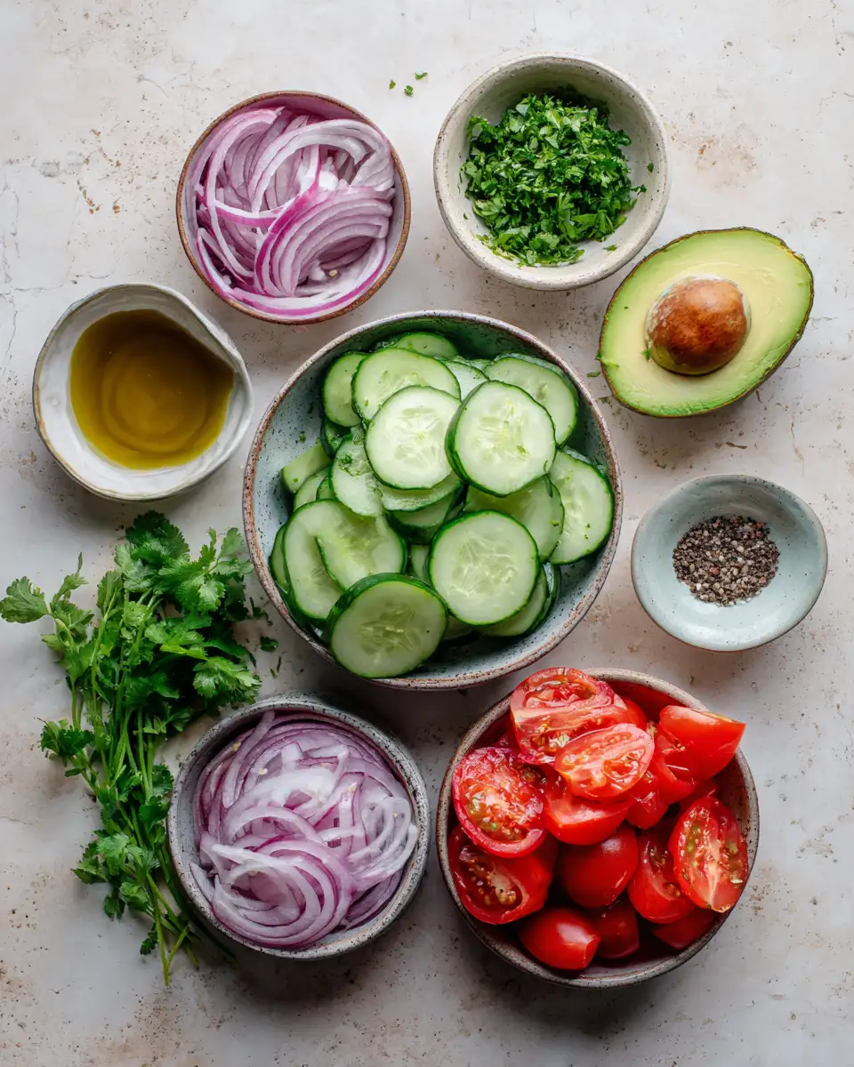 Ingredients for Refreshing Summer Delight Cucumber Tomato Salad Recipe