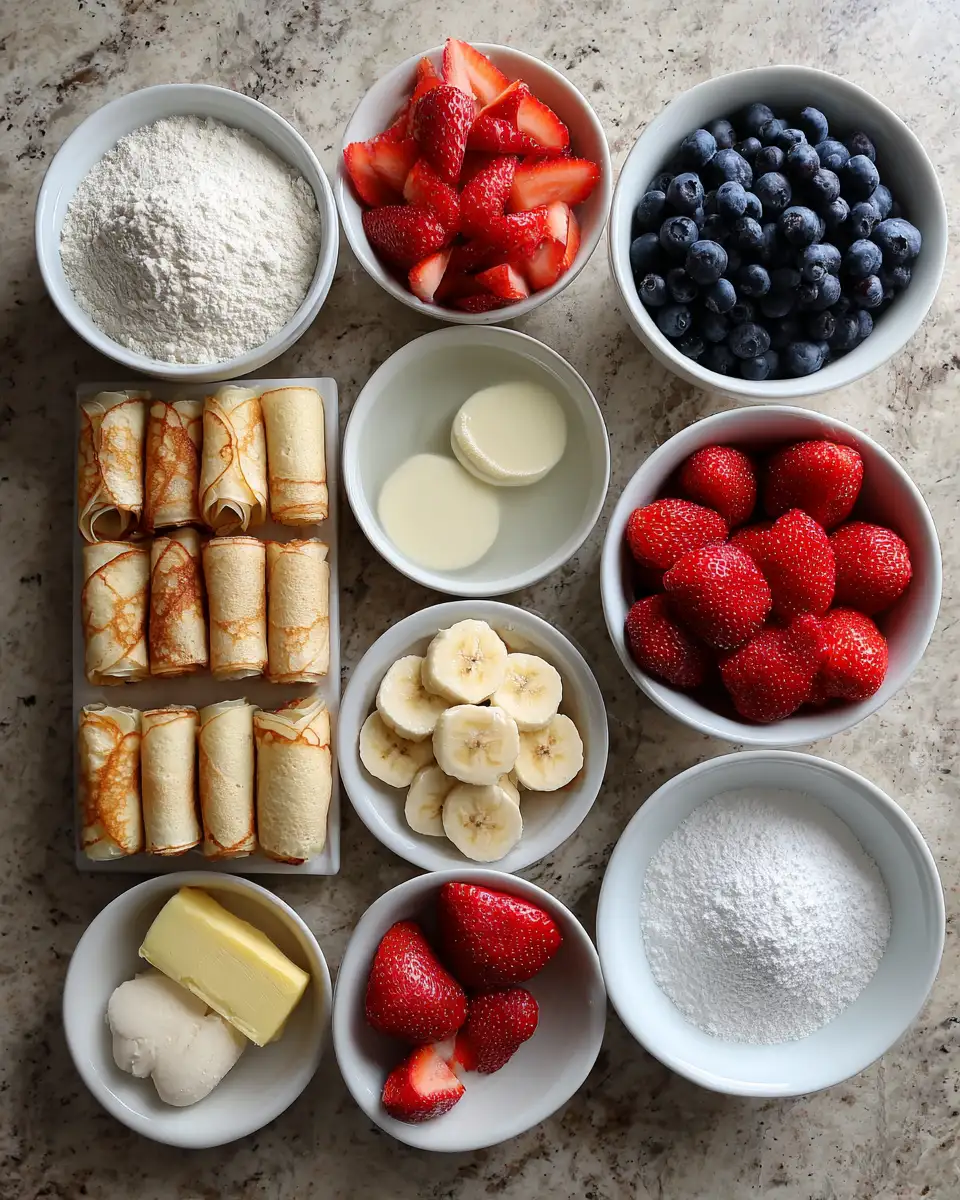 Savor the Sweetness: Irresistible Fresh Fruit Crepe Rolls 4 Ingredients for Savor the Sweetness: Irresistible Fresh Fruit Crepe Rolls