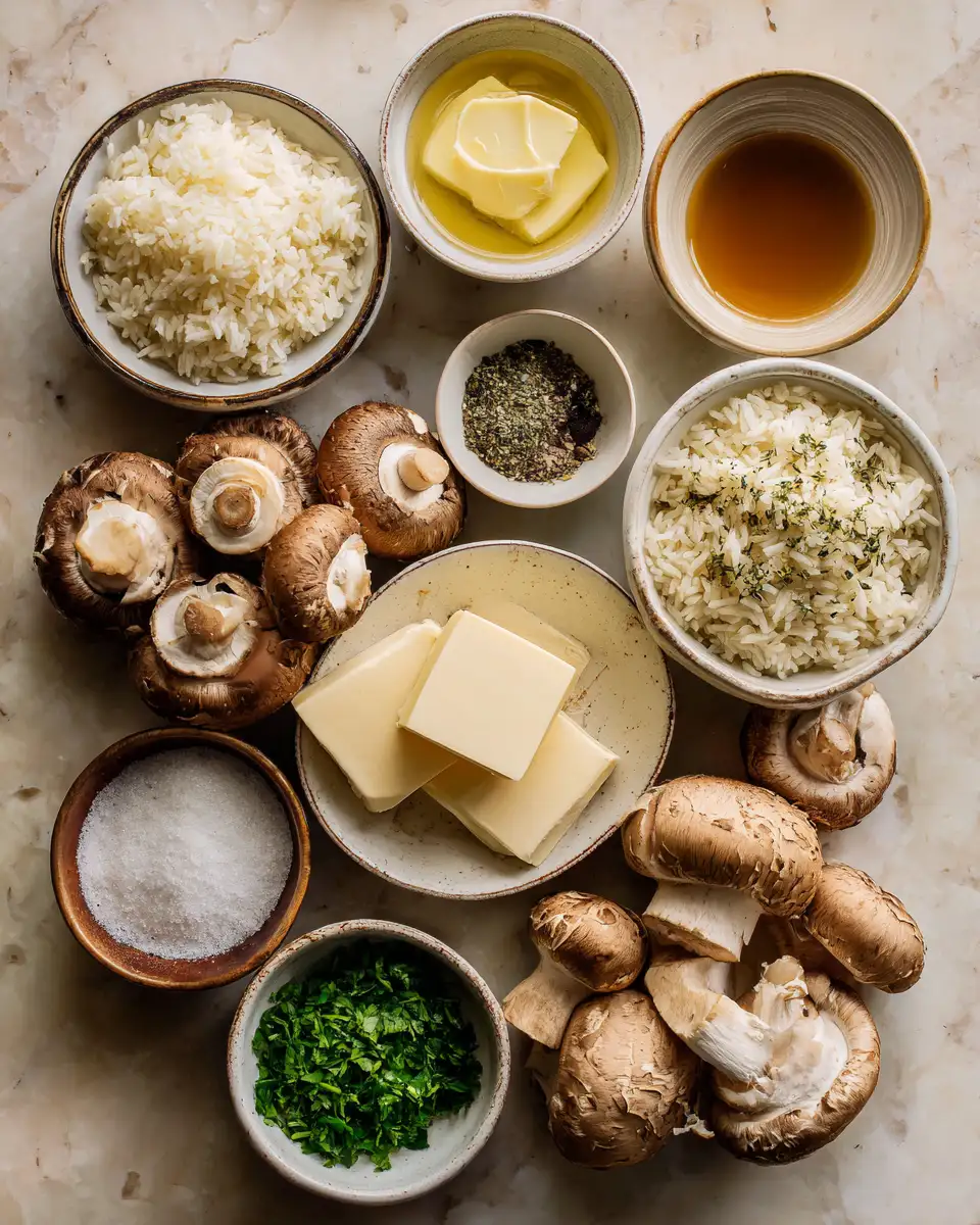 Ingredients for Savor the Flavor: Irresistible Garlic Butter Mushroom Rice Recipe