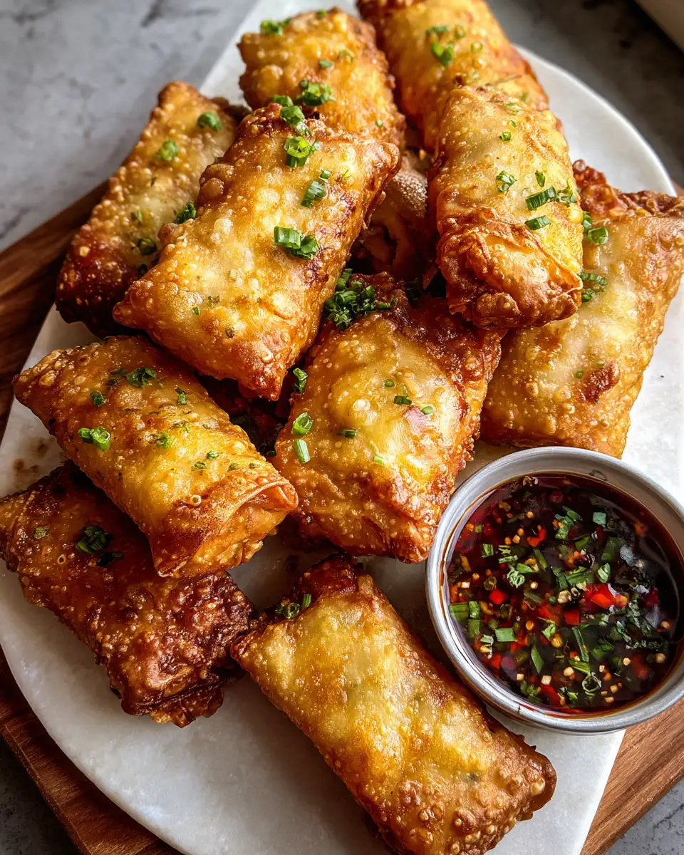 Final dish - Golden Crispy Crab Cake Egg Rolls with Tangy Dipping Sauce Delight