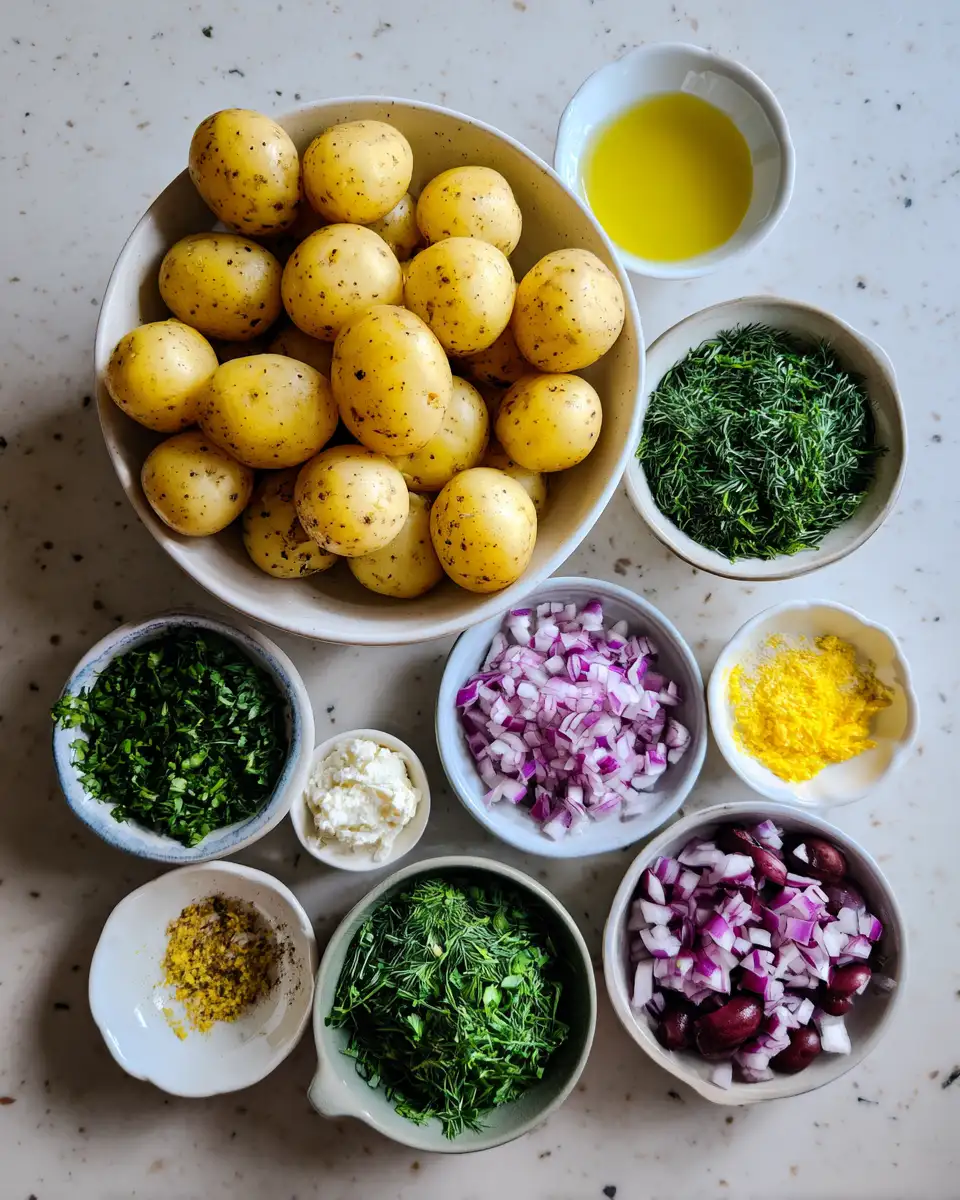 Zesty Greek Lemon Potato Salad: A Mediterranean Delight 4 Ingredients for Zesty Greek Lemon Potato Salad: A Mediterranean Delight