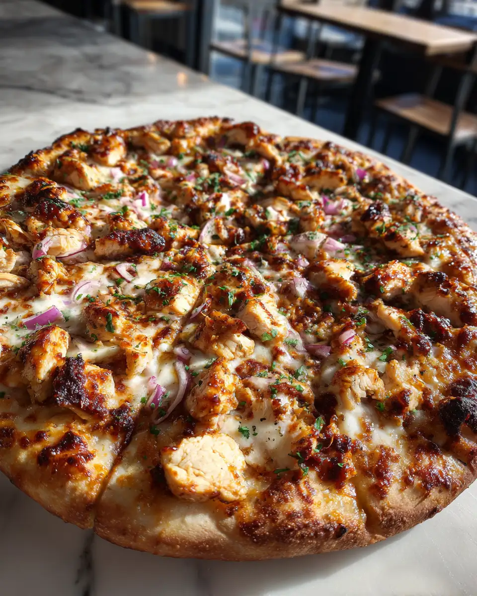 Final dish - Sizzling Grilled BBQ Chicken Pizza: A Flavor Explosion on Your Plate