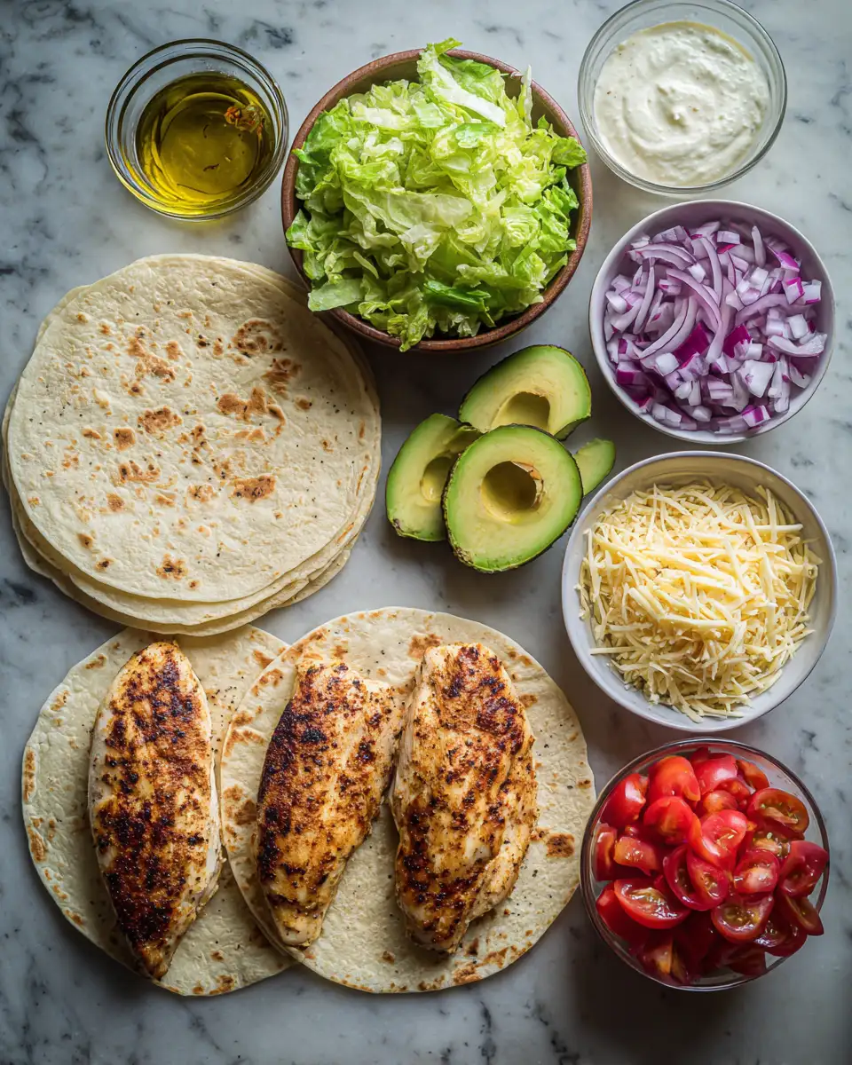 Ingredients for Grilled Chicken Wrap Delight Unwrap Flavorful Adventures