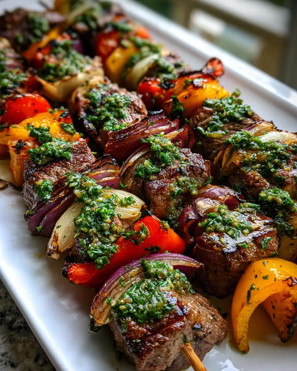 Flame-Kissed Flavor: Grilled Garlic Steak Kabobs with Vibrant Chimichurri - Featured Image