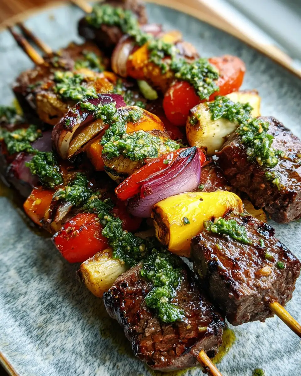 Flame-Kissed Flavor: Grilled Garlic Steak Kabobs with Vibrant Chimichurri 6 Final dish - Flame-Kissed Flavor: Grilled Garlic Steak Kabobs with Vibrant Chimichurri