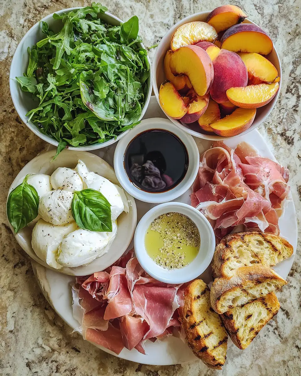Ingredients for Savor Summer: Grilled Nectarine Burrata Prosciutto Salad Delight