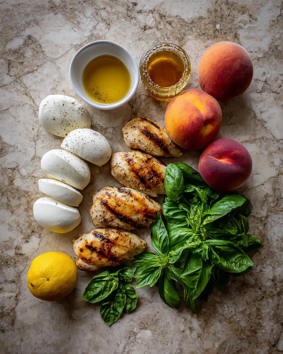 Ingredients for Savor Summer with Grilled Peach Caprese Chicken Perfection