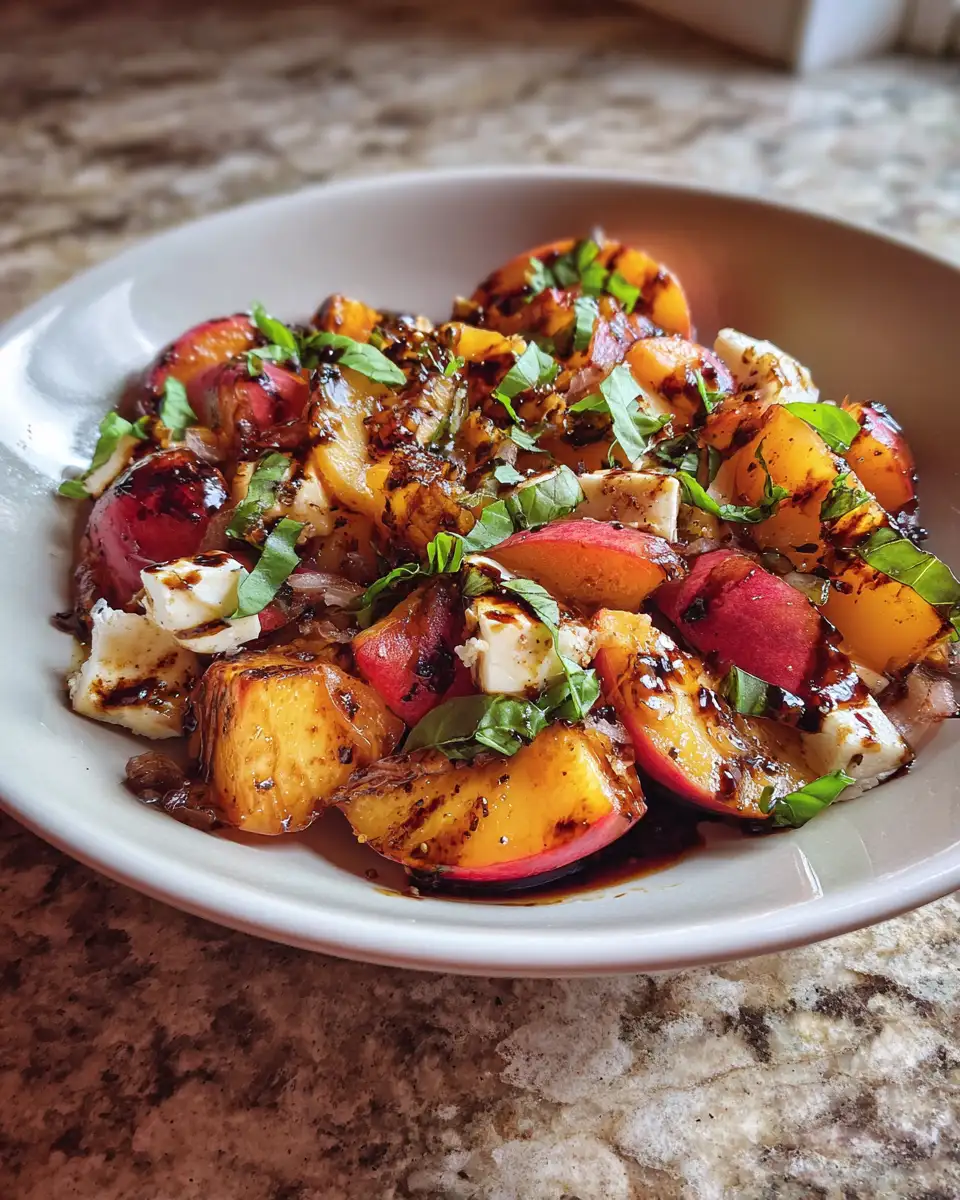 Final dish - Savor Summer with Grilled Peach Caprese Salad Delight