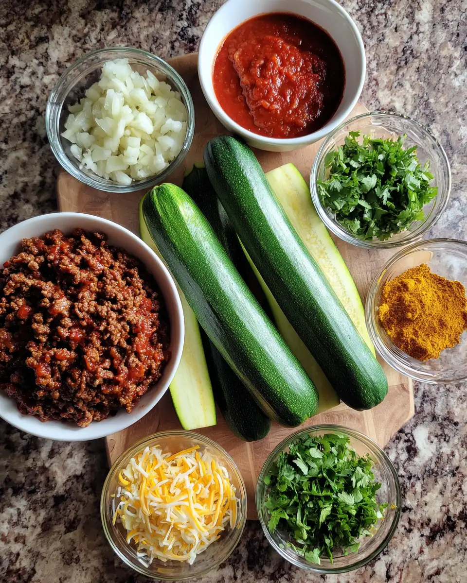 Ingredients for Sail Into Flavor with Irresistible Ground Beef Zucchini Boats