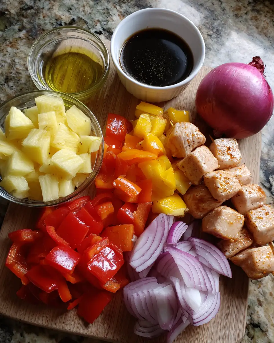 Ingredients for Savor the Tropics with Irresistible Hawaiian Chicken Kabobs