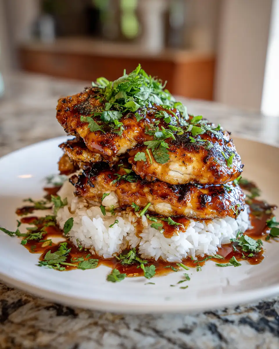 Final dish - Towering Tropical Flavors: The Ultimate Hawaiian Huli Huli Chicken Stack
