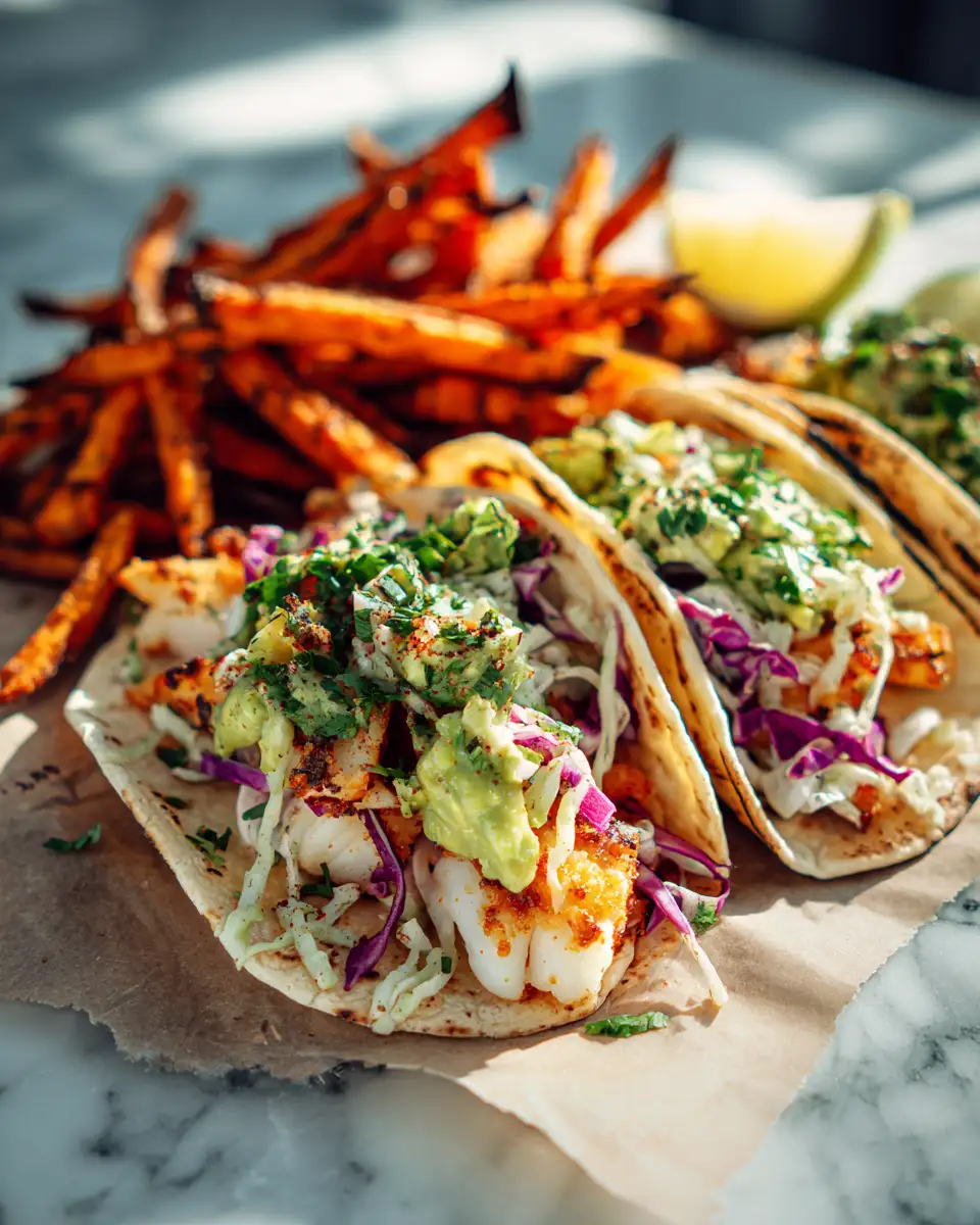 Dive into Deliciousness: Healthy Fish Tacos with Sweet Potato Fries 6 Final dish - Dive into Deliciousness: Healthy Fish Tacos with Sweet Potato Fries