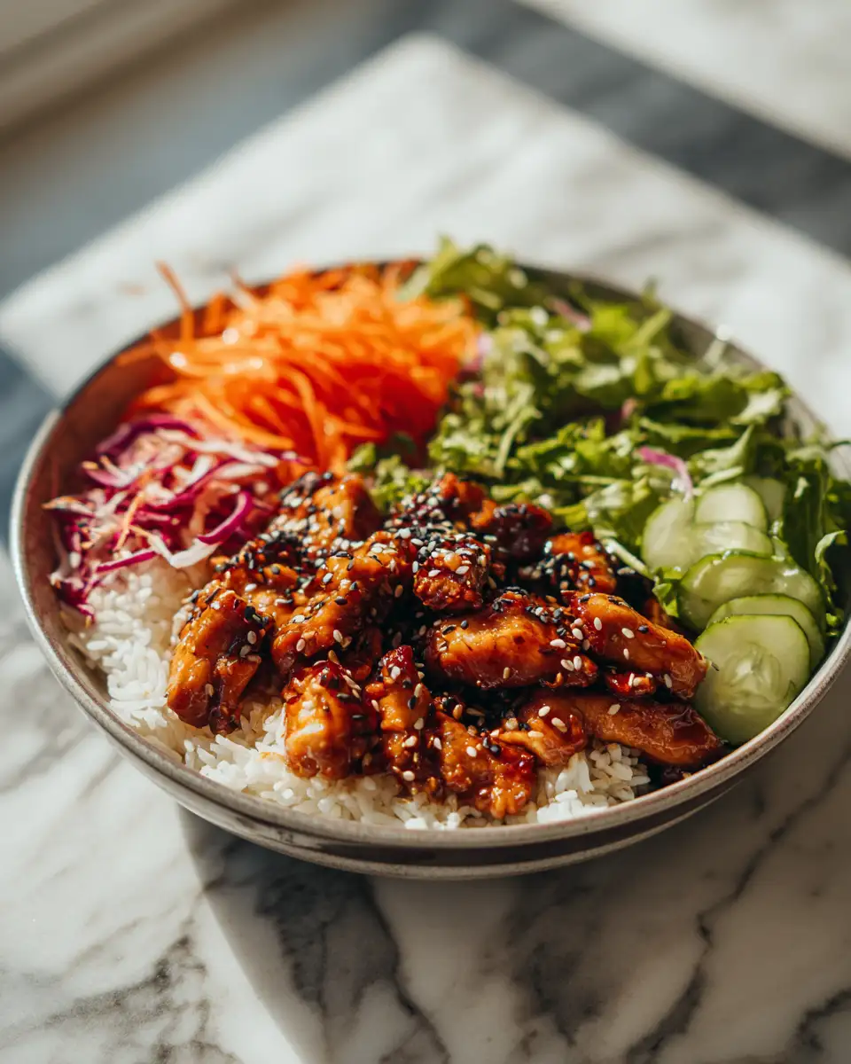 Sizzling Hot Honey Chicken Rice Bowl Delight - Featured Image