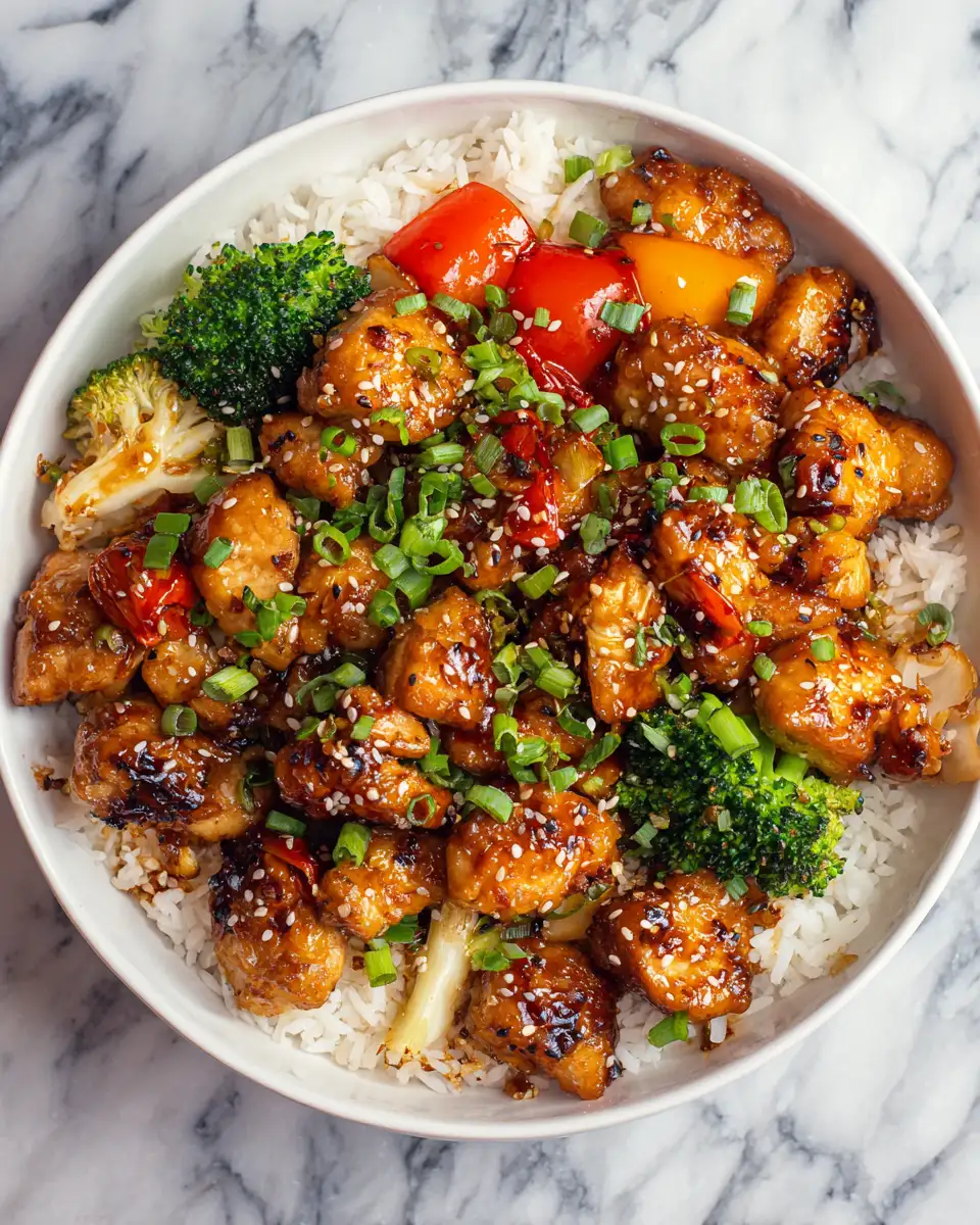 Sizzling Hot Honey Chicken Rice Bowl Delight 6 Final dish - Sizzling Hot Honey Chicken Rice Bowl Delight