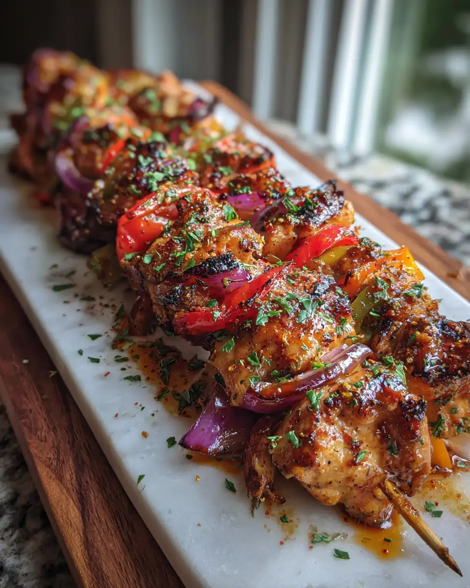 Final dish - Sweet & Spicy Symphony: Irresistible Jalapeño Peach Chicken Skewers