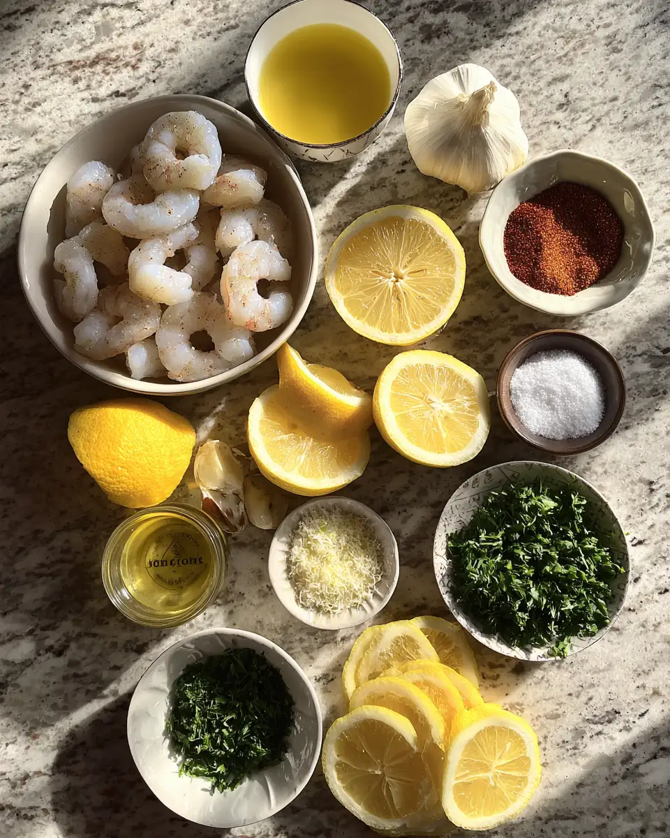 Ingredients for Zesty Lemon Butter Baked Shrimp: A Flavorful Coastal Delight
