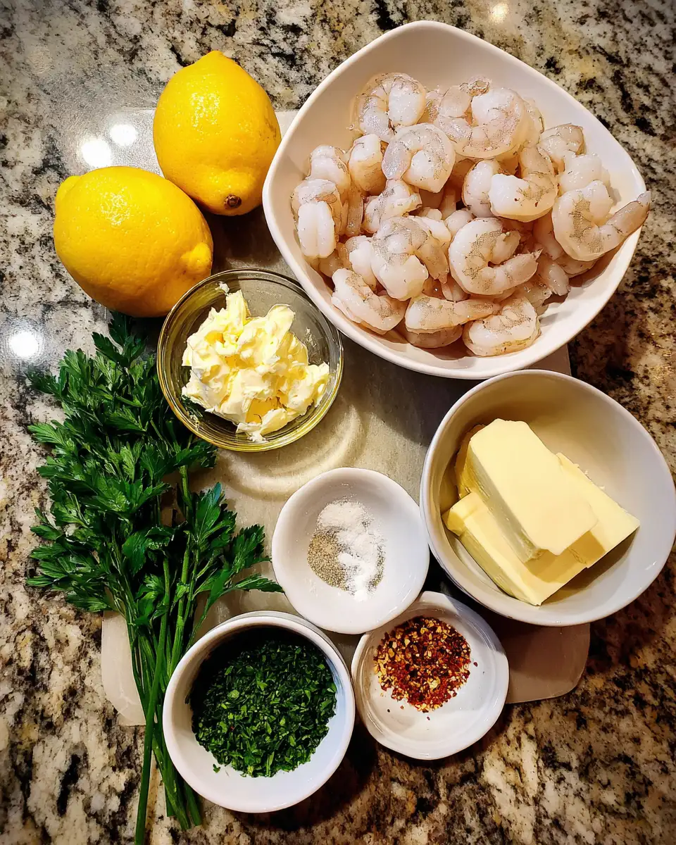 Ingredients for Zesty Lemon Garlic Butter Shrimp: A Flavor Explosion in Every Bite