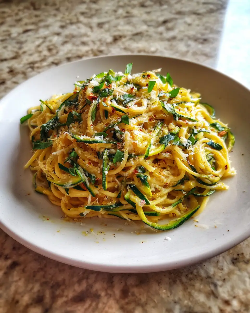 Zest Up Your Meal with Irresistible Lemon Parmesan Zucchini Pasta 6 Final dish - Zest Up Your Meal with Irresistible Lemon Parmesan Zucchini Pasta