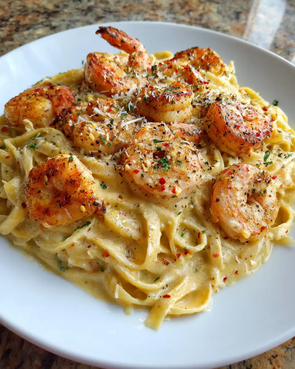 Final dish - Zesty Lemon Pepper Shrimp Alfredo: A Tangy Twist on a Classic Dish