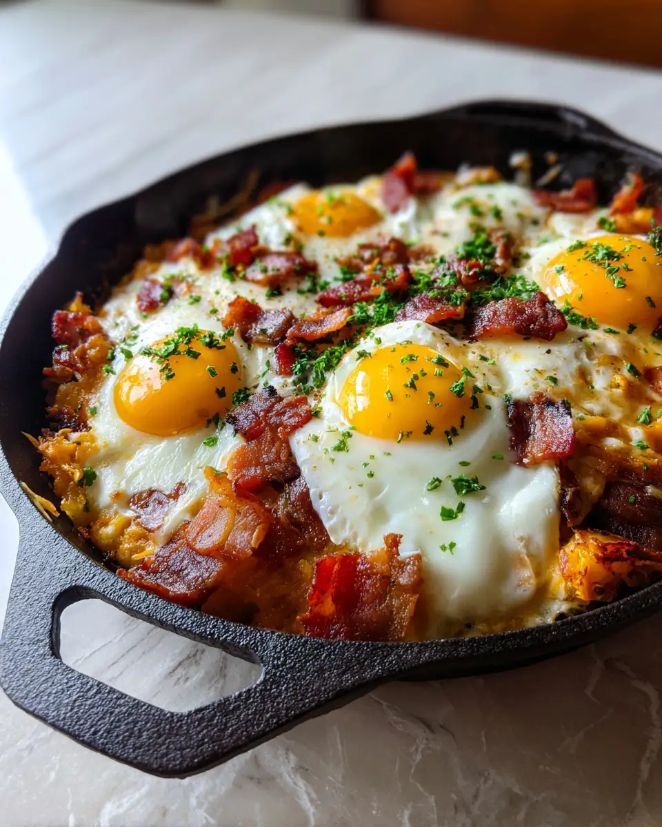 Sizzling Morning Feast: Loaded Breakfast Skillet with Eggs & Bacon - Featured Image
