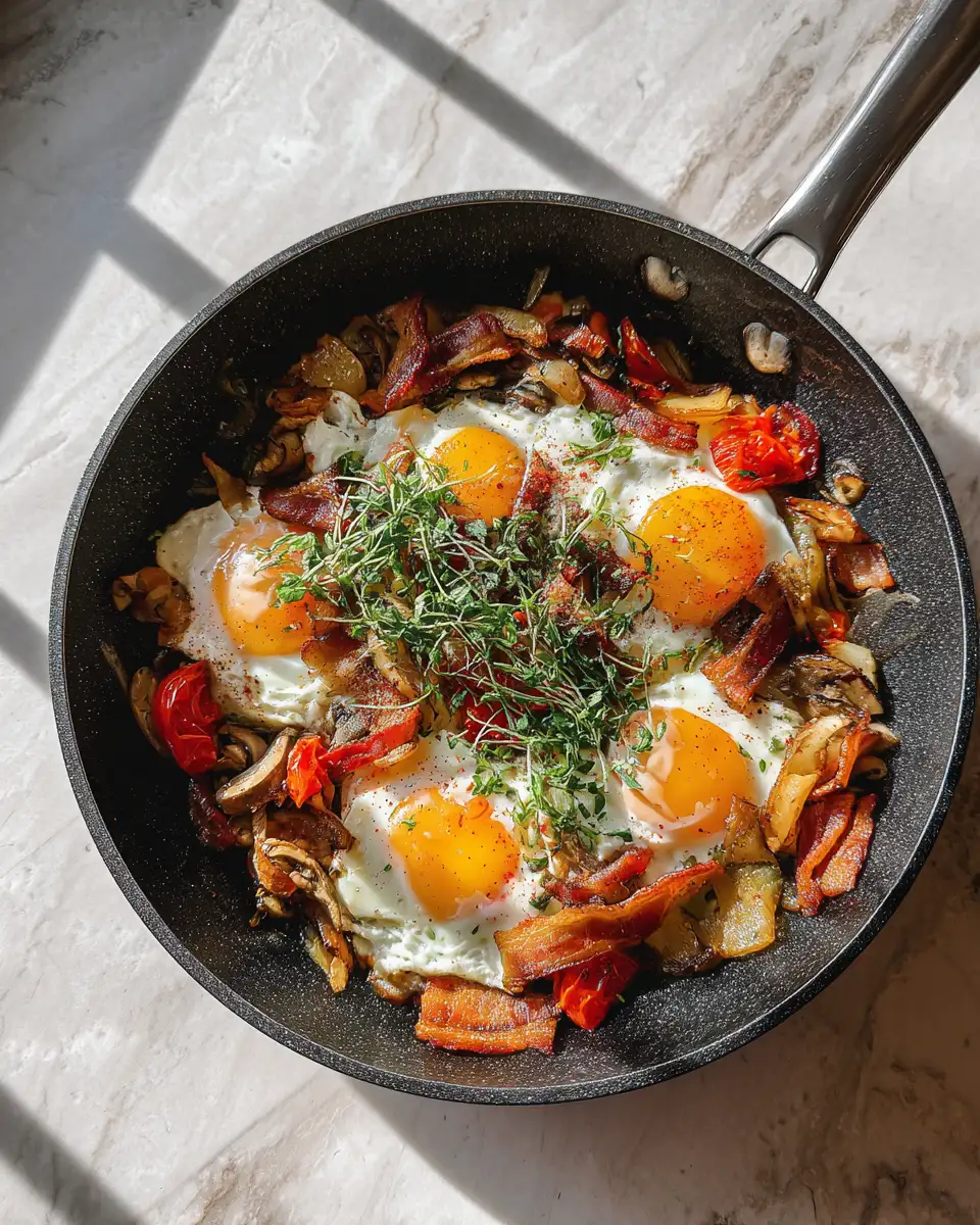 Sizzling Morning Feast: Loaded Breakfast Skillet with Eggs & Bacon 6 Final dish - Sizzling Morning Feast: Loaded Breakfast Skillet with Eggs & Bacon