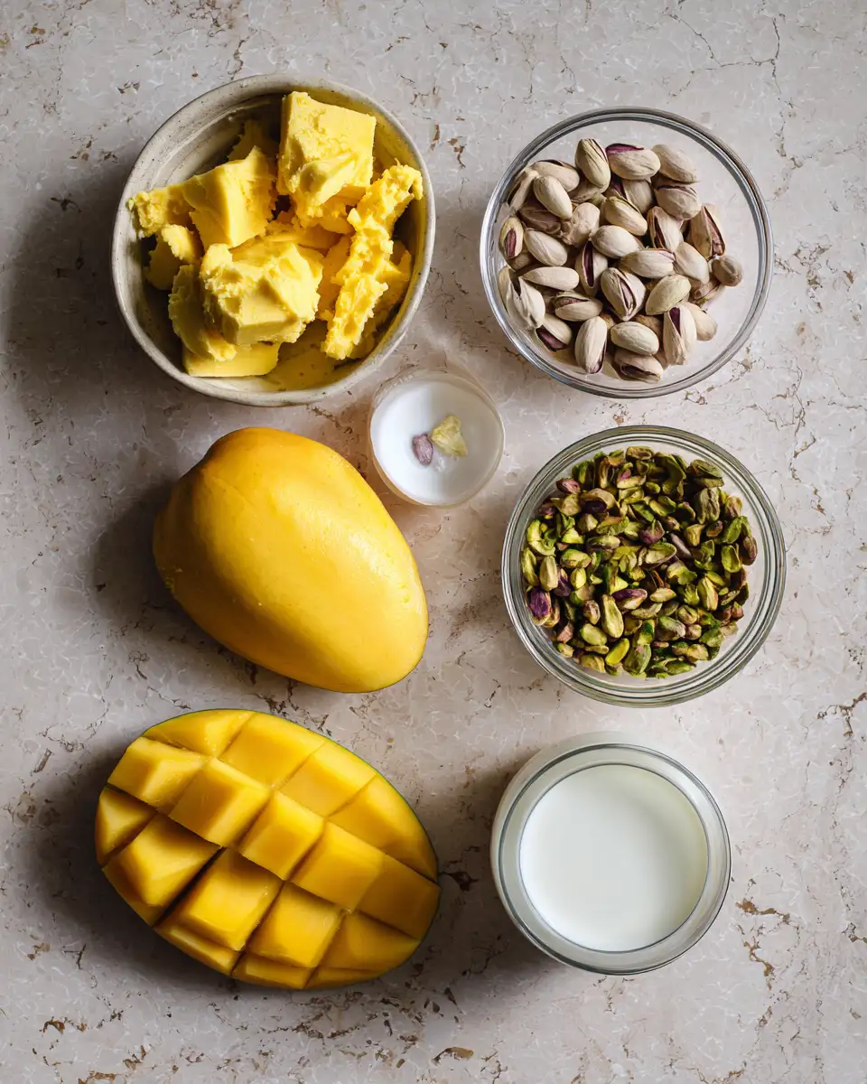 Scoops of Sunshine: Dive into the Delight of Mango Pistachio Ice Cream 4 Ingredients for Scoops of Sunshine: Dive into the Delight of Mango Pistachio Ice Cream