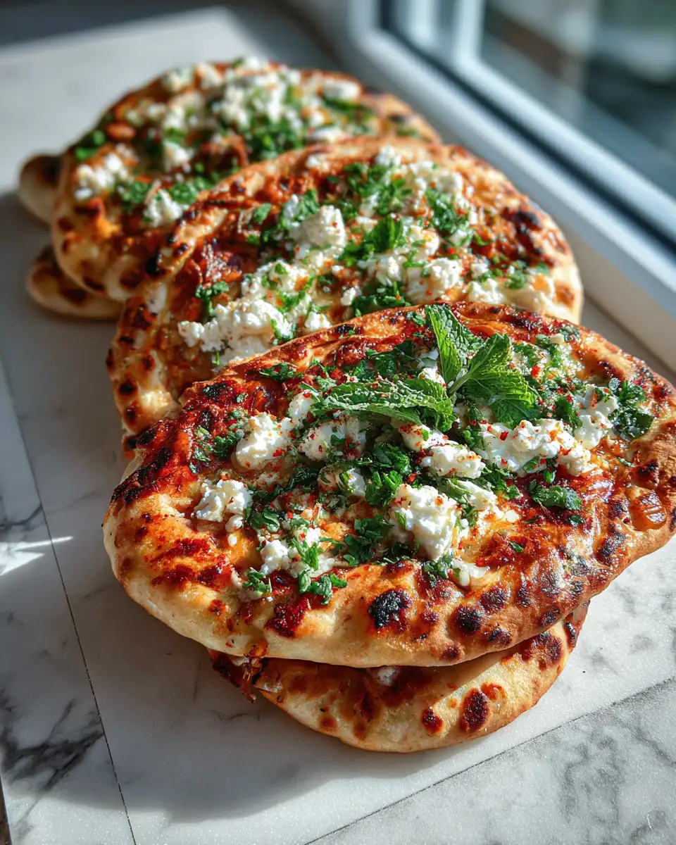 Final dish - Mediterranean Mint and Feta Stuffed Flatbreads: A Flavorful Escape to the Coast