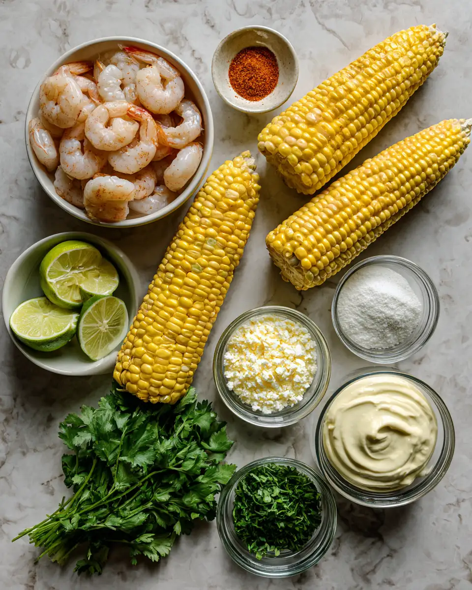 Ingredients for Sizzling Flavors: Mexican Street Corn and Shrimp Fiesta