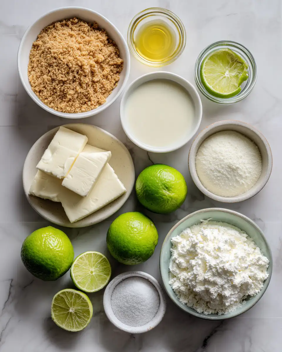 Ingredients for Irresistibly Zesty: No-Bake Key Lime Cheesecake Delight