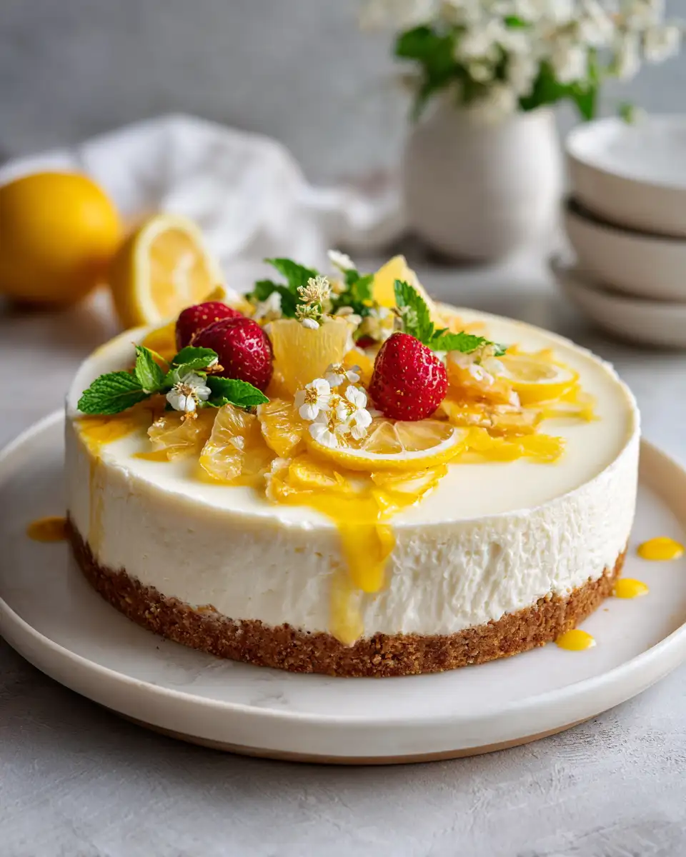 Final dish - Zesty Delight: Indulge in Our No-Bake Lemon Cheesecake Masterpiece