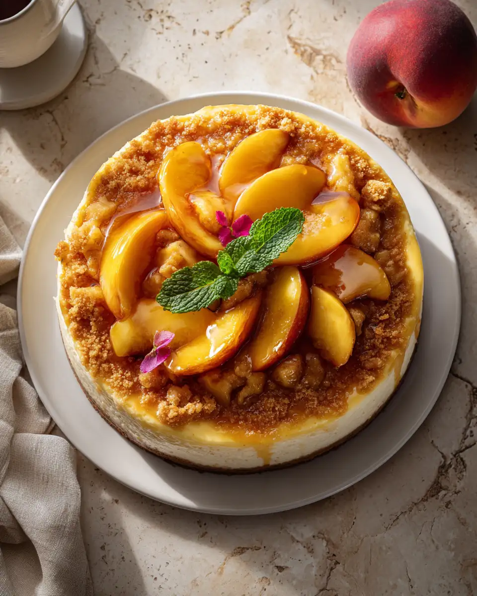 Final dish - Dive into Decadence with Peach Cobbler Cheesecake Delight