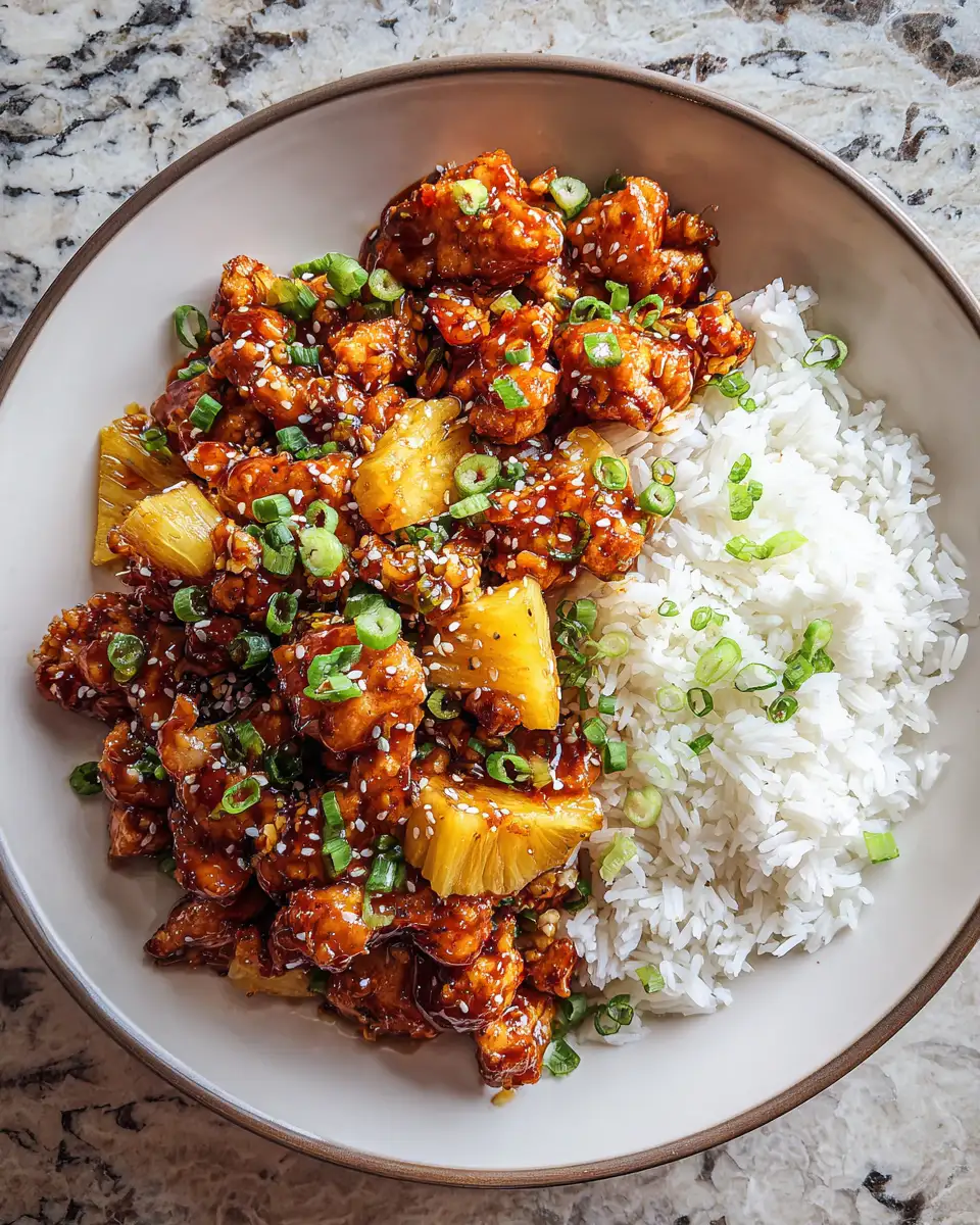 Final dish - Elevate Your Dinner Game with Irresistible Pineapple Bourbon Chicken