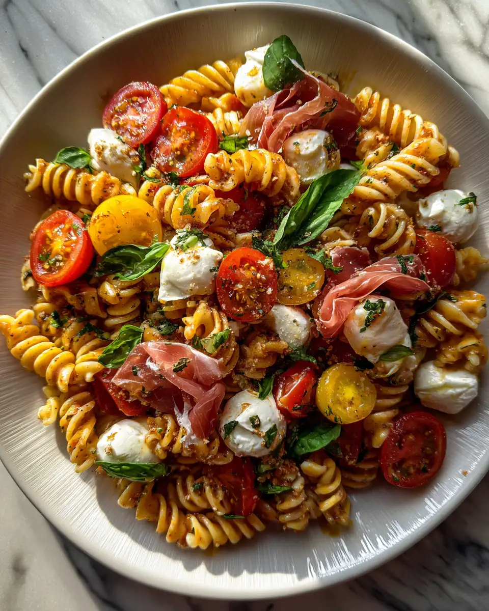 Final dish - Prosciutto Caprese Pasta Salad: A Flavorful Twist on a Classic Delight