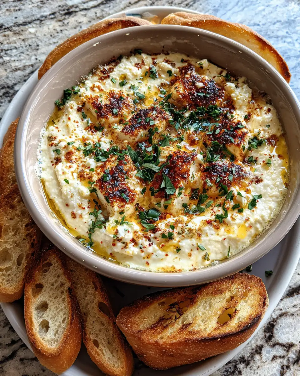 Final dish - Creamy Indulgence: Dive into the Deliciousness of Roasted Garlic Feta Dip