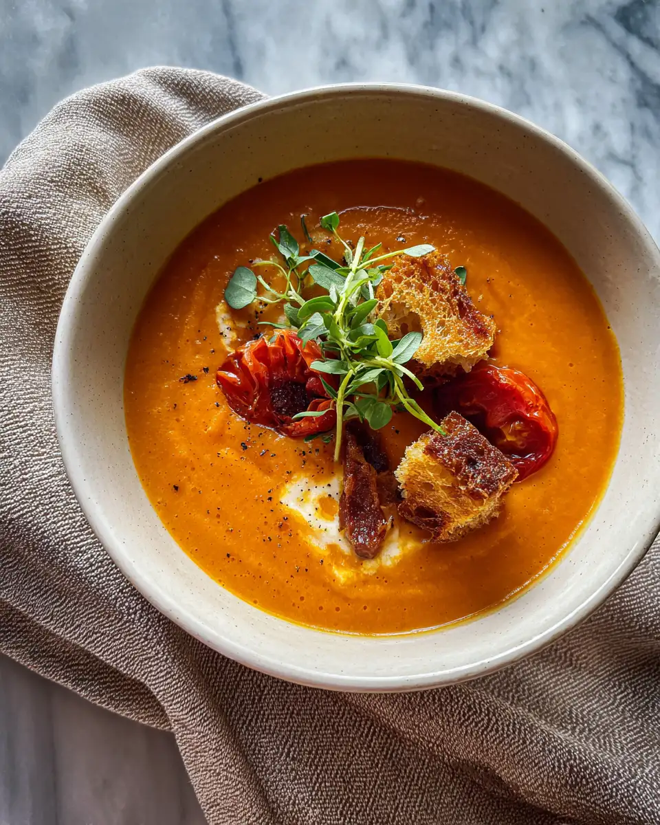 Final dish - Savor the Richness of Roasted Tomato Basil Soup