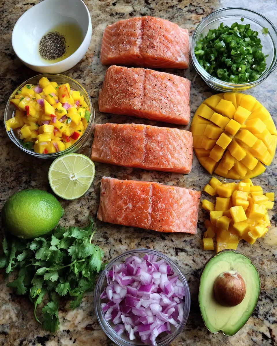 Savor the Flavor: Salmon with Mango Salsa Delight 4 Ingredients for Savor the Flavor: Salmon with Mango Salsa Delight