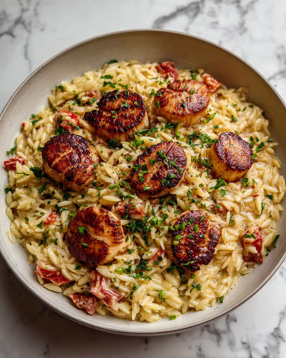 Final dish - Seared Scallops with Creamy Orzo: Elevate Your Dinner Game