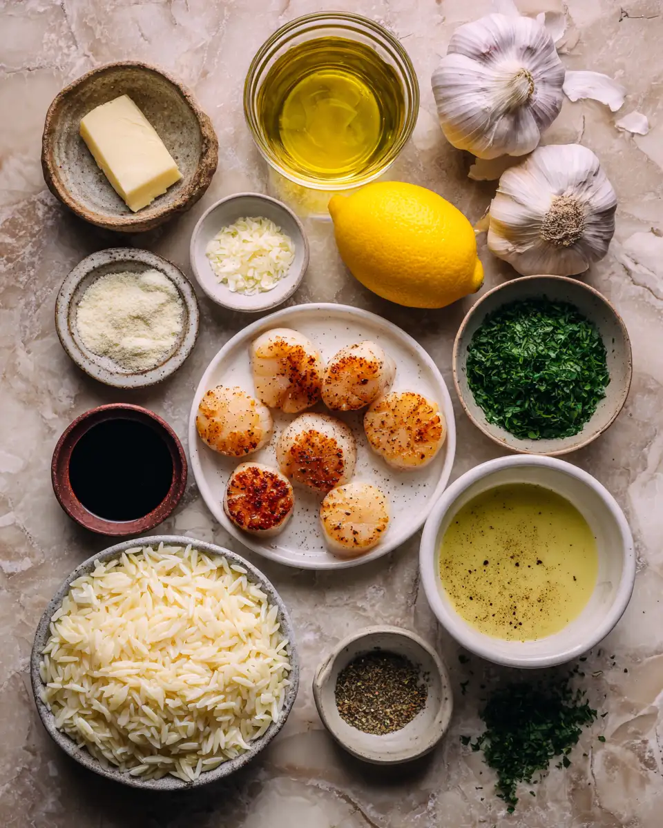 Ingredients for Seared Scallops with Creamy Orzo: Elevate Your Dinner Game